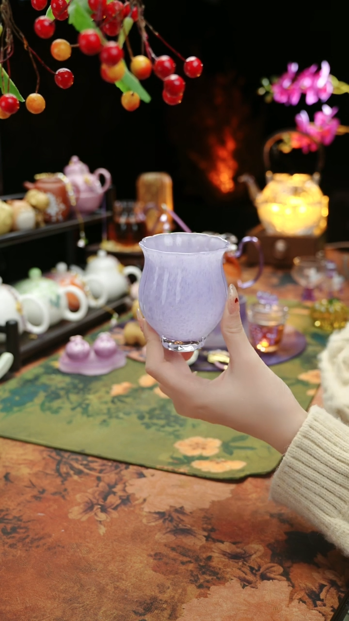 【闪购商品】紫色水晶琉璃水仙杯110cc@@@@@