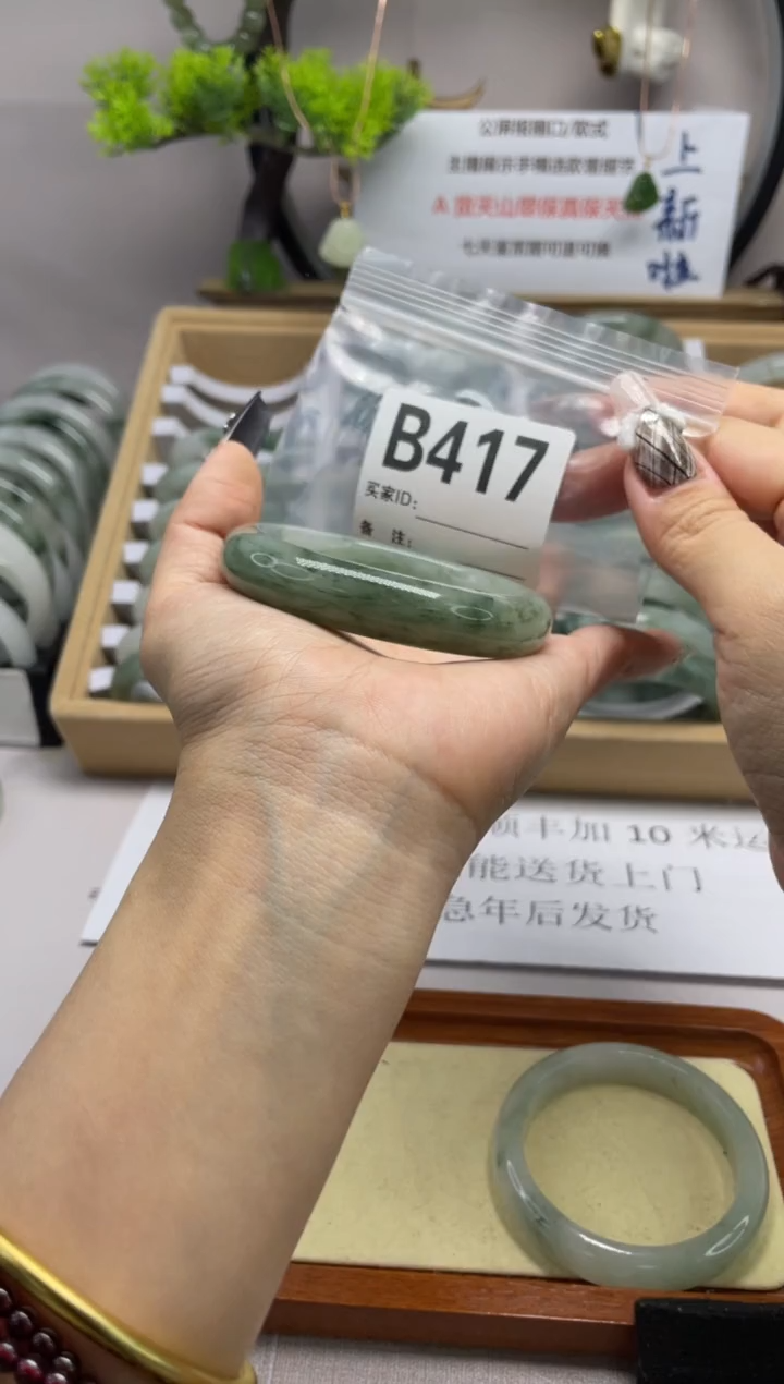 【闪购商品】石英质玉（天山翠）手镯未镶嵌b417