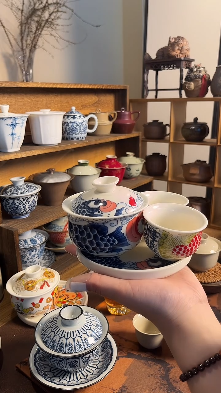 其他钱袋子龙鱼三才盖碗+2杯