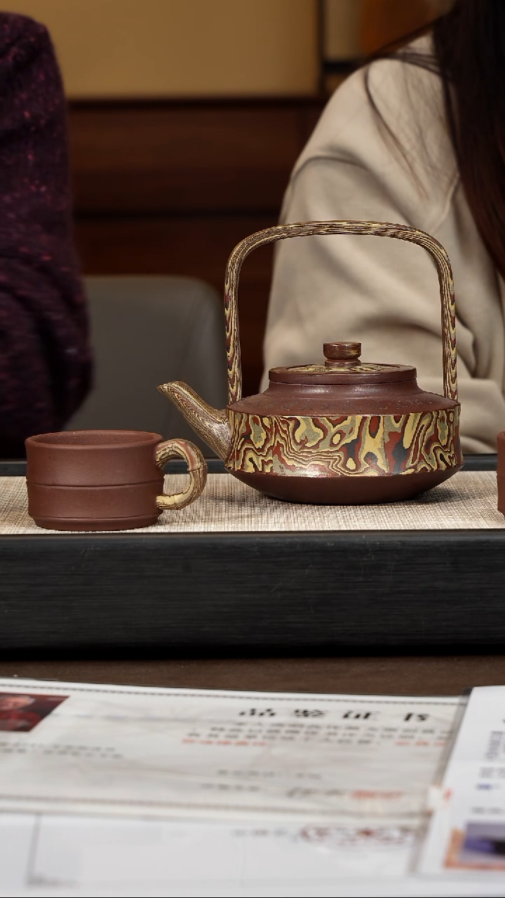 茶壶紫砂【P033】绞泥提壁套组   340c   XY