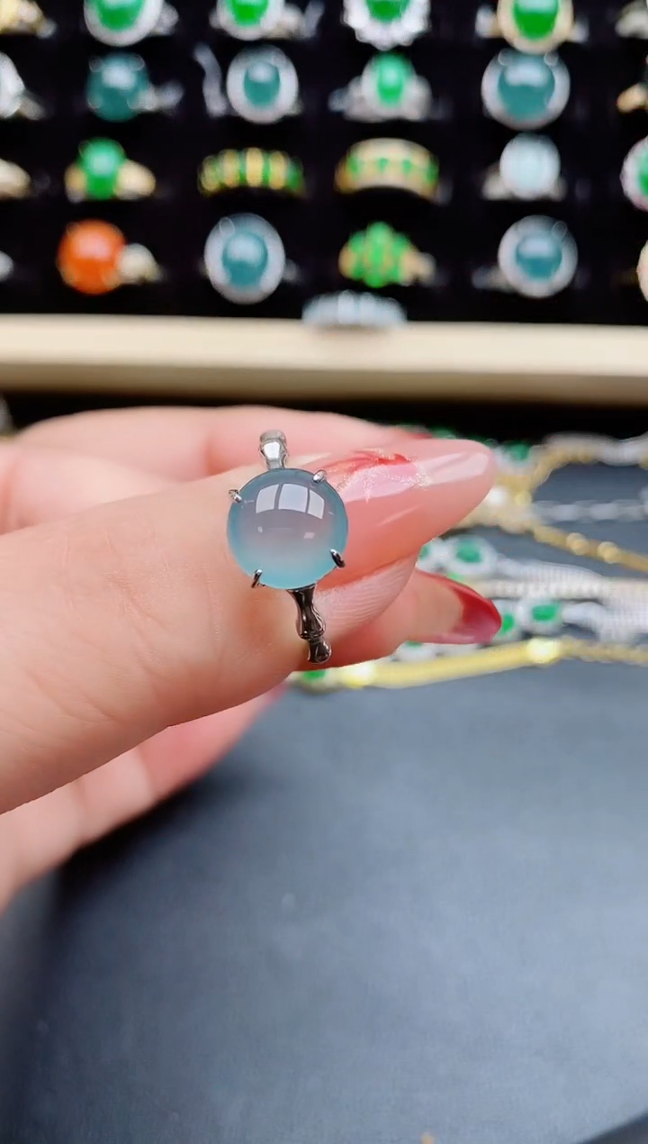 【闪购商品】翡翠戒指银S925镶嵌5850