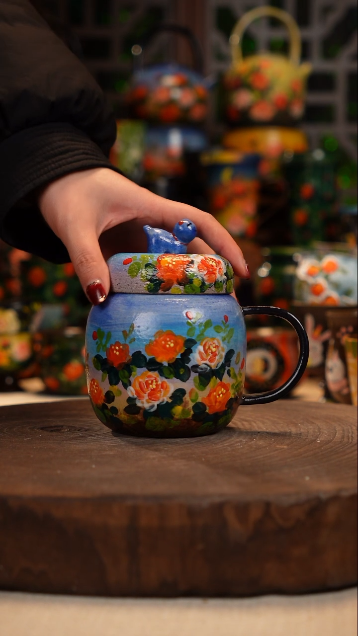 紫砂 油画手绘釉下彩