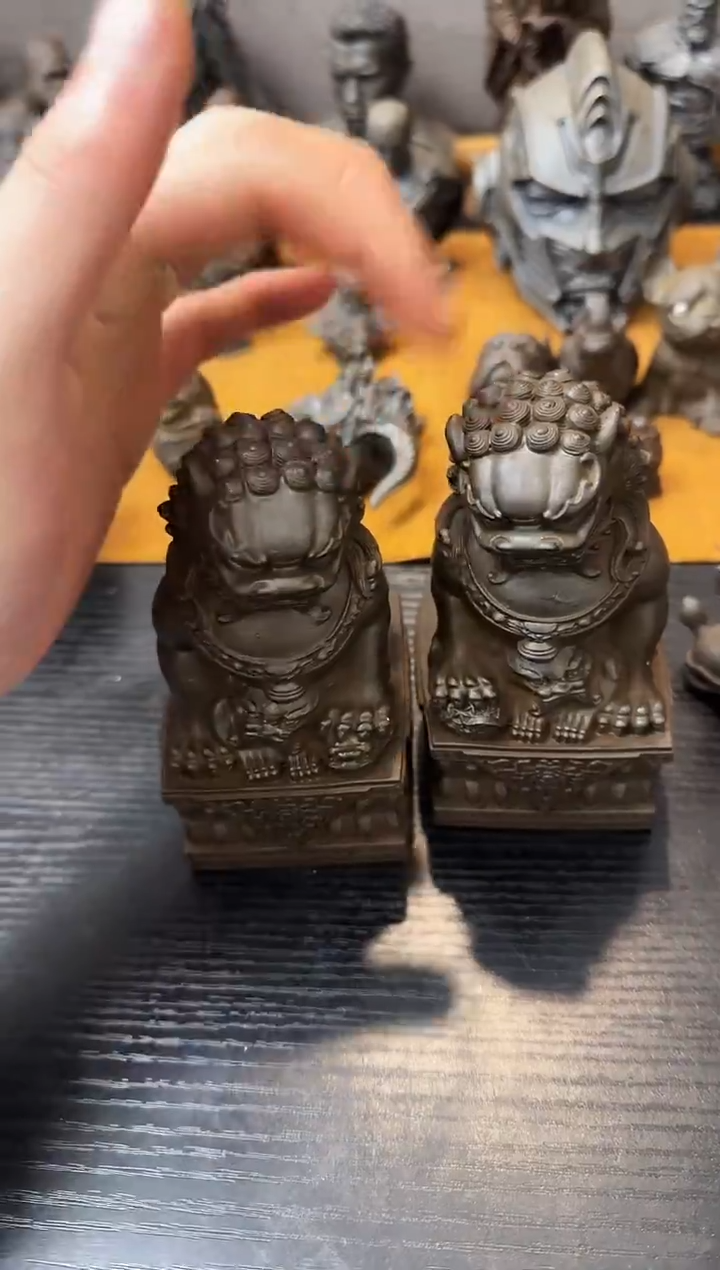 铁实心铁艺--12京狮一对