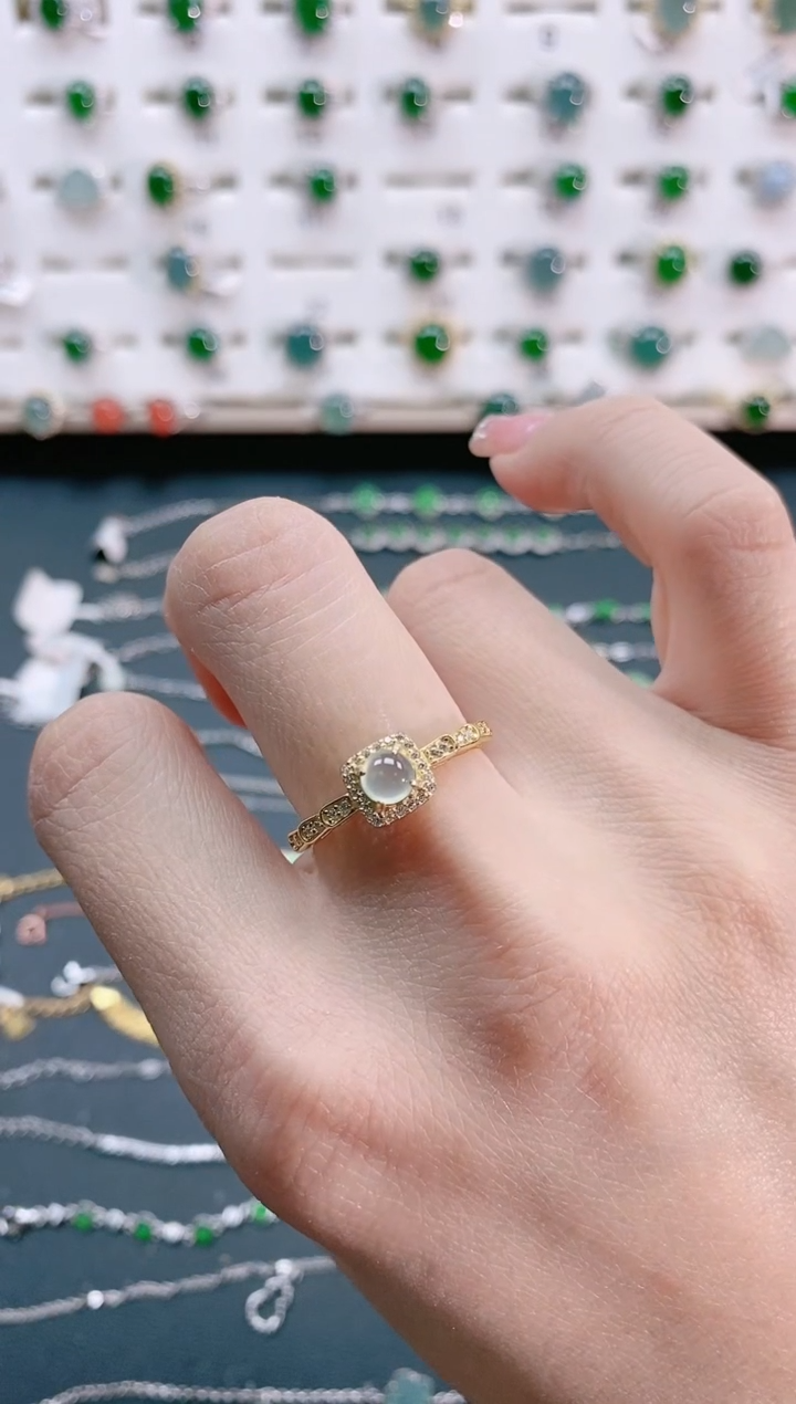 【闪购商品】翡翠戒指银S925镶嵌天然翡翠