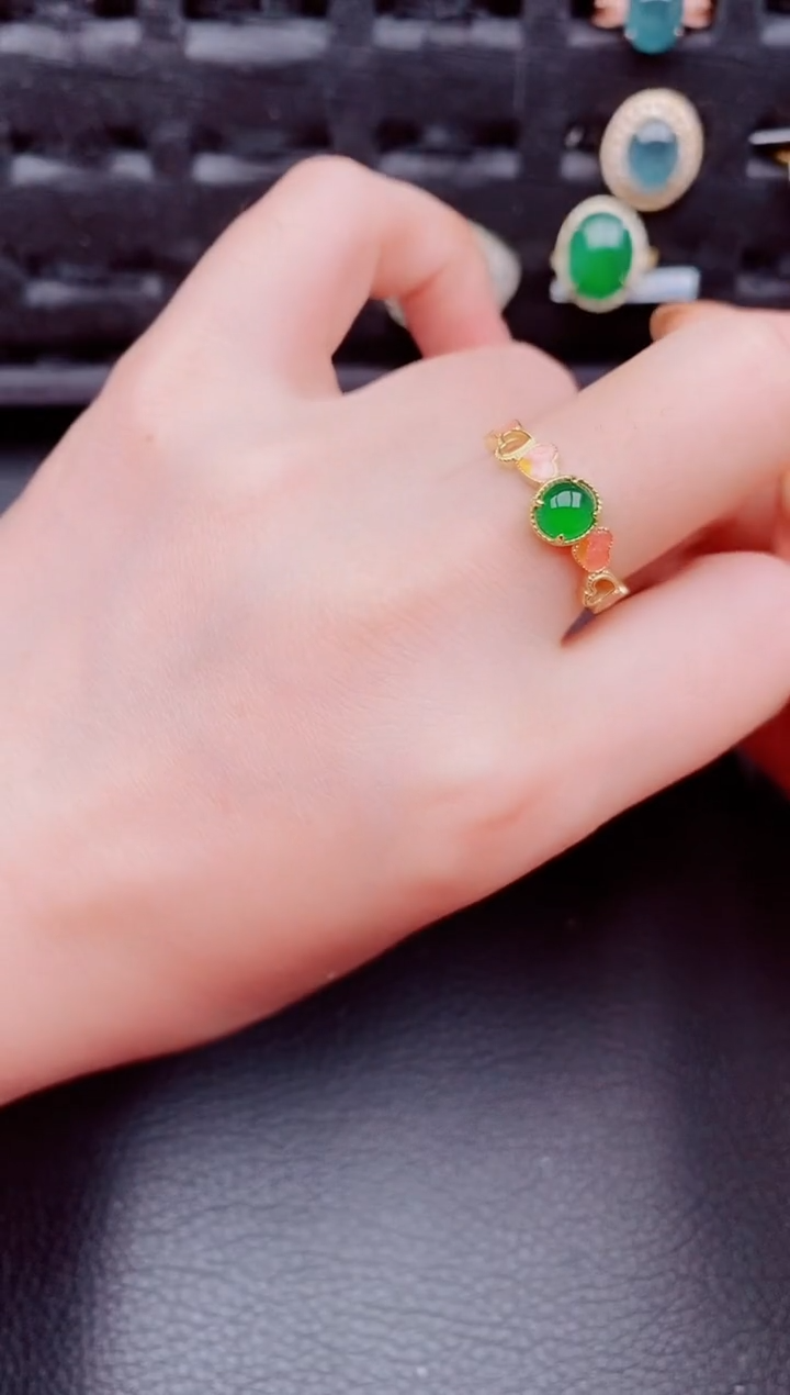 【闪购商品】翡翠戒指银S925镶嵌天然a货翡翠1028