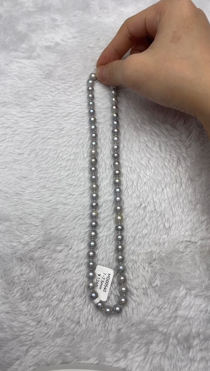 项链银S925镶嵌海水珍珠AK真多麻7-7.5mm