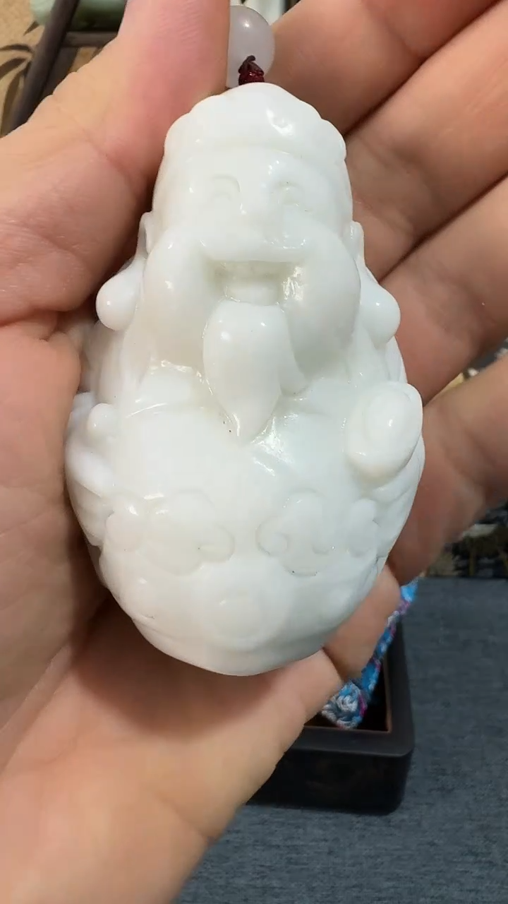 未镶嵌石英质玉笔搁米达 财神把件