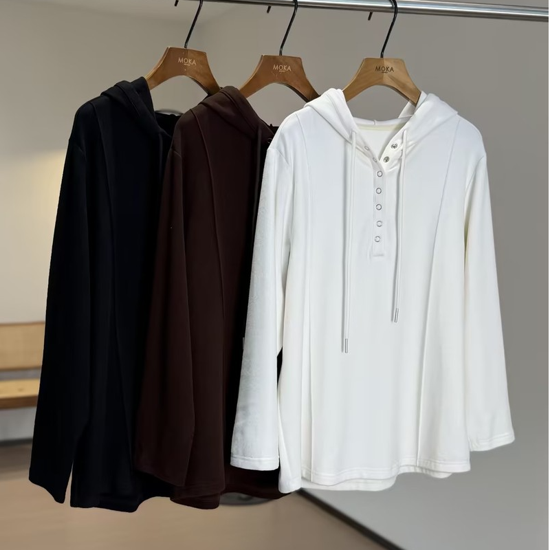 进口密织保暖磨毛绒感连帽女士卫衣（260232）0331