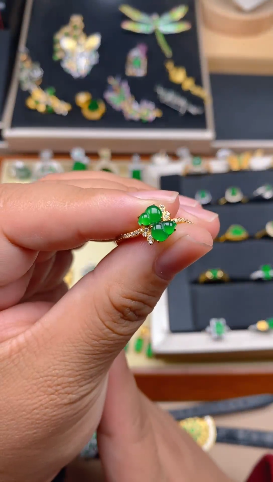 【闪购商品】翡翠戒指银S925镶嵌葫芦戒指