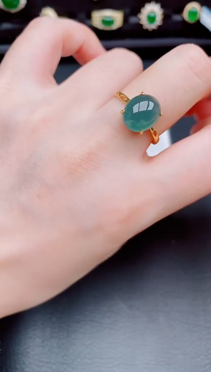 【闪购商品】翡翠戒指银S925镶嵌天然a货翡翠320