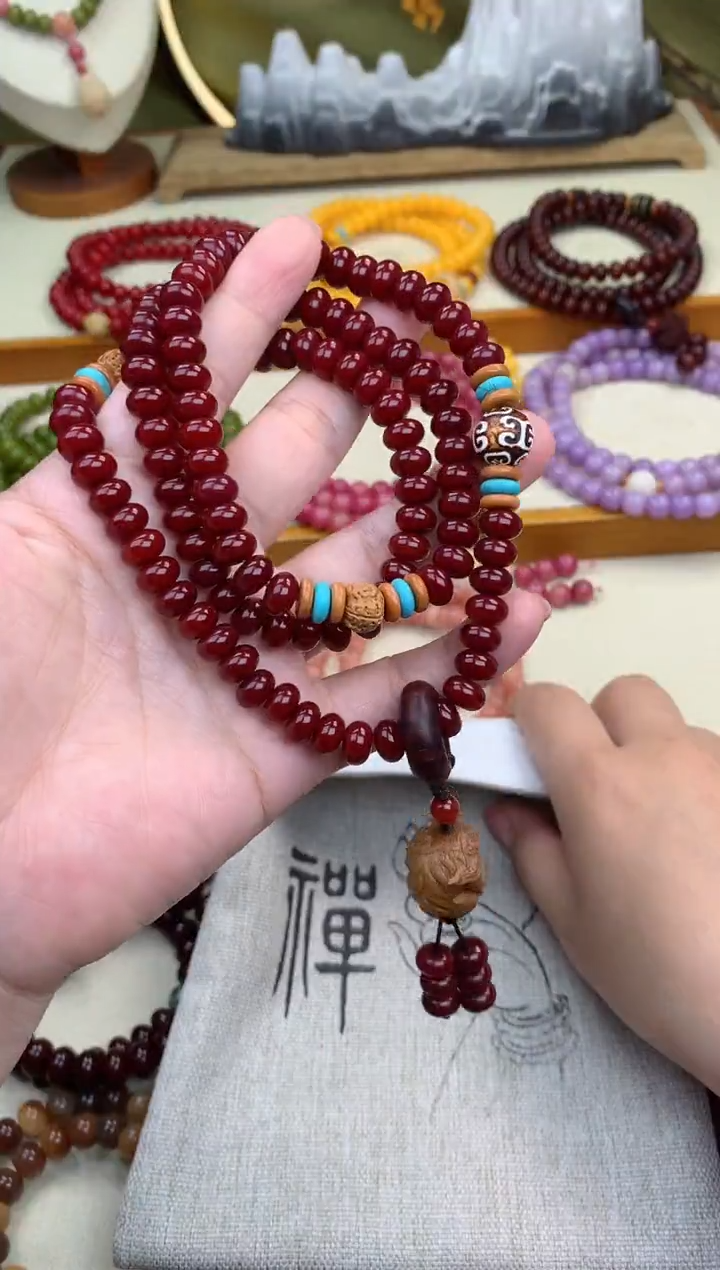 【闪购商品】白玉菩提手串深红菩提