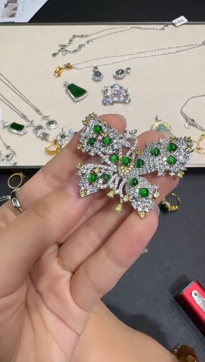 颈饰银S925镶嵌翡翠 X0103-1822-150