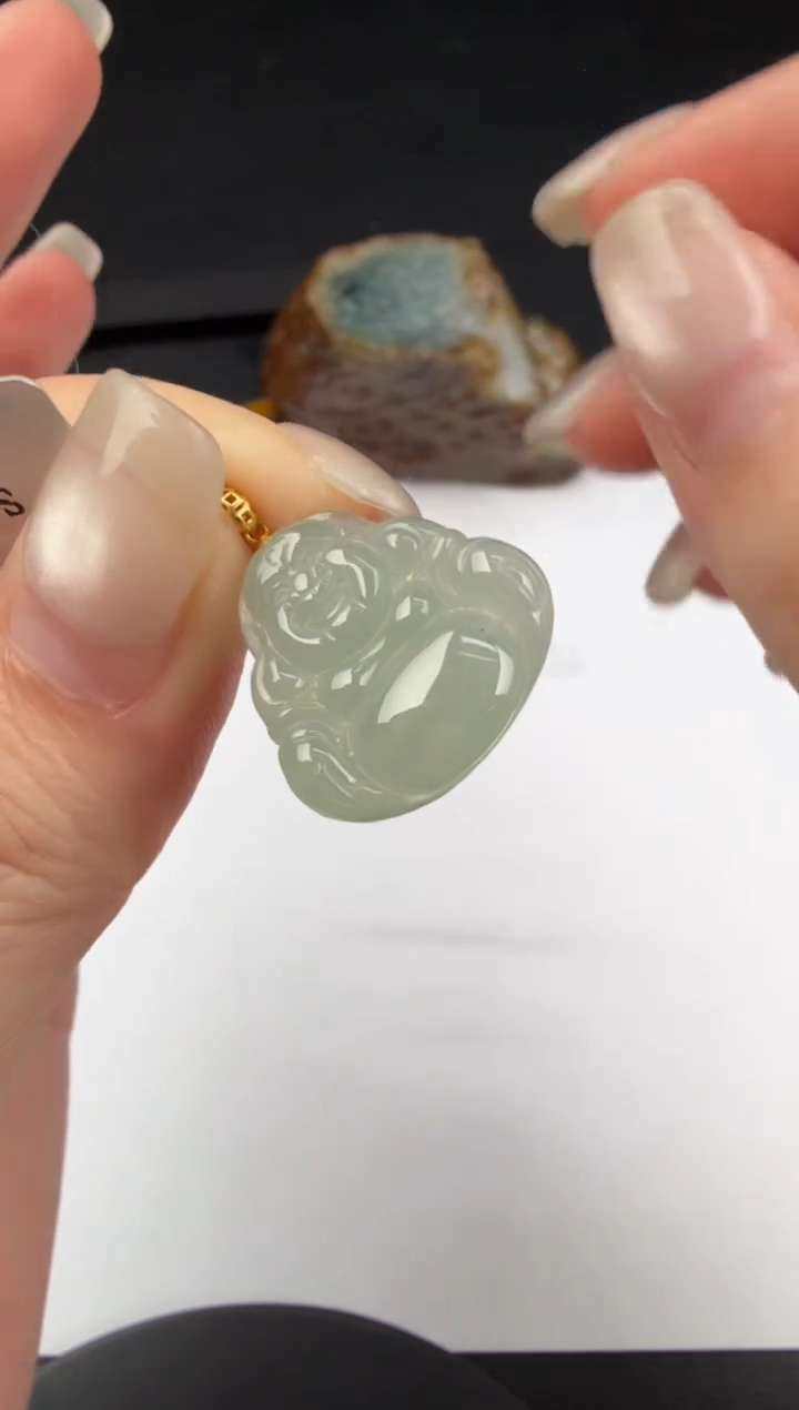 吊坠(不含链)18K金镶嵌翡翠翡翠饰品-23