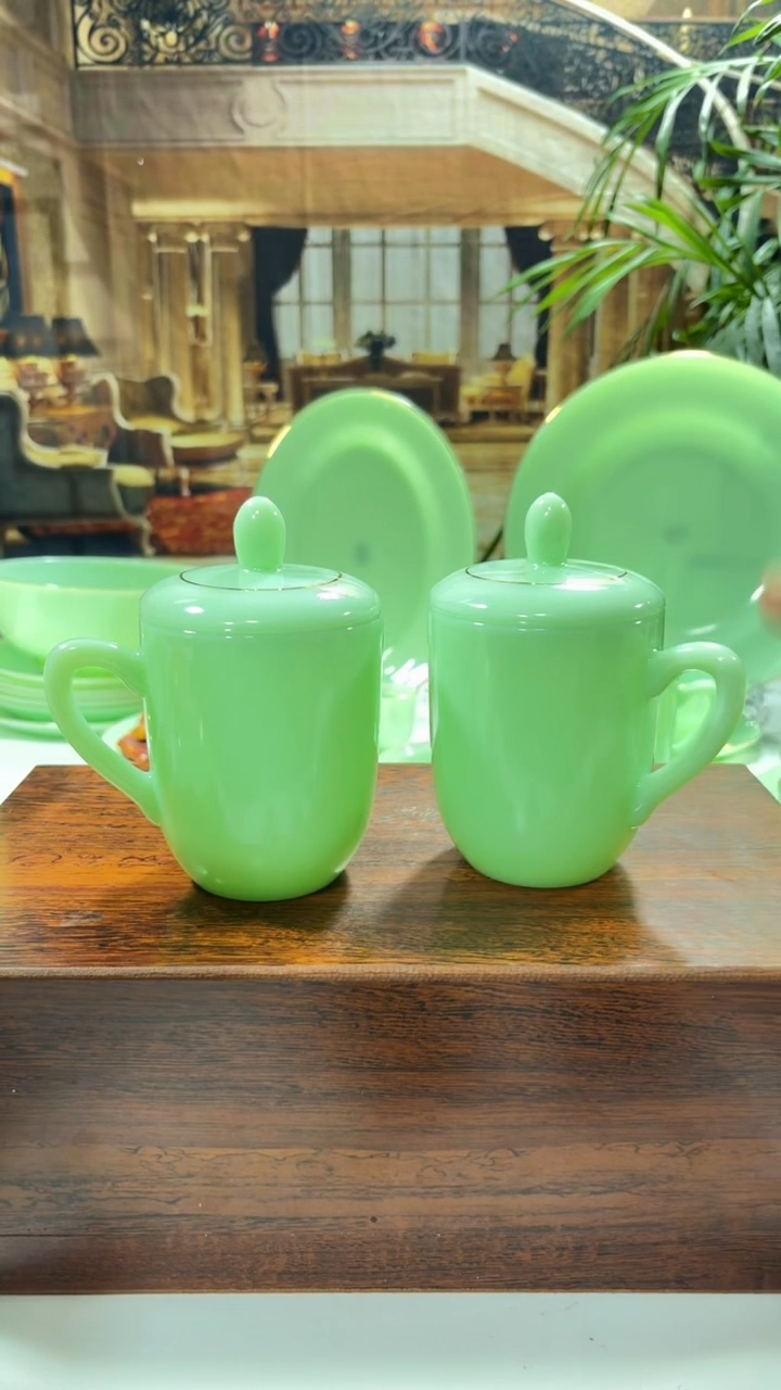 【闪购商品】...  带盖子办公茶杯2个玉瓷   