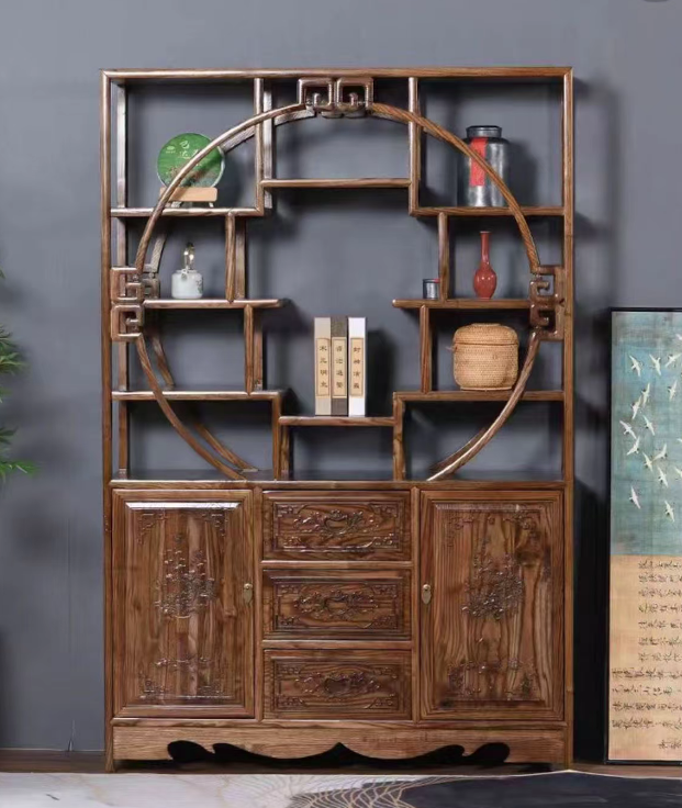 1.3米柜体多宝阁新中式雕花博古架