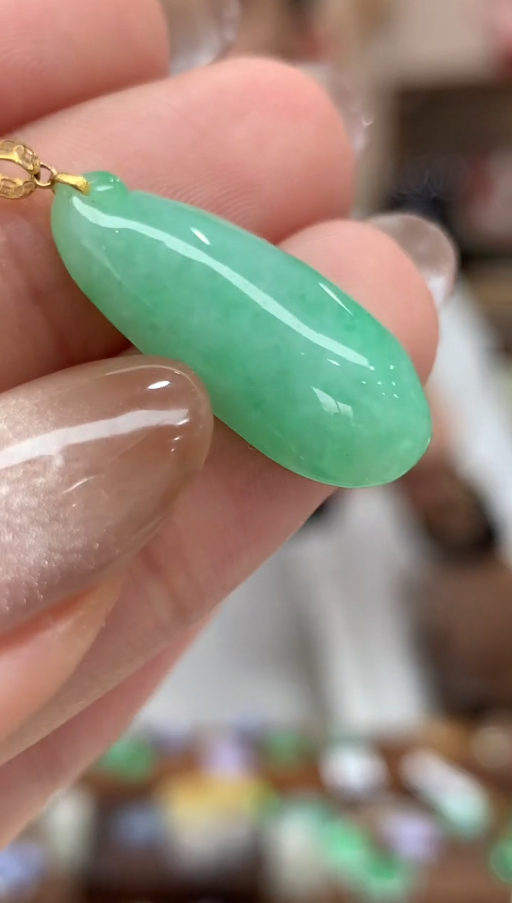 【闪购商品】翡翠18K金镶嵌吊坠(不含链)福瓜