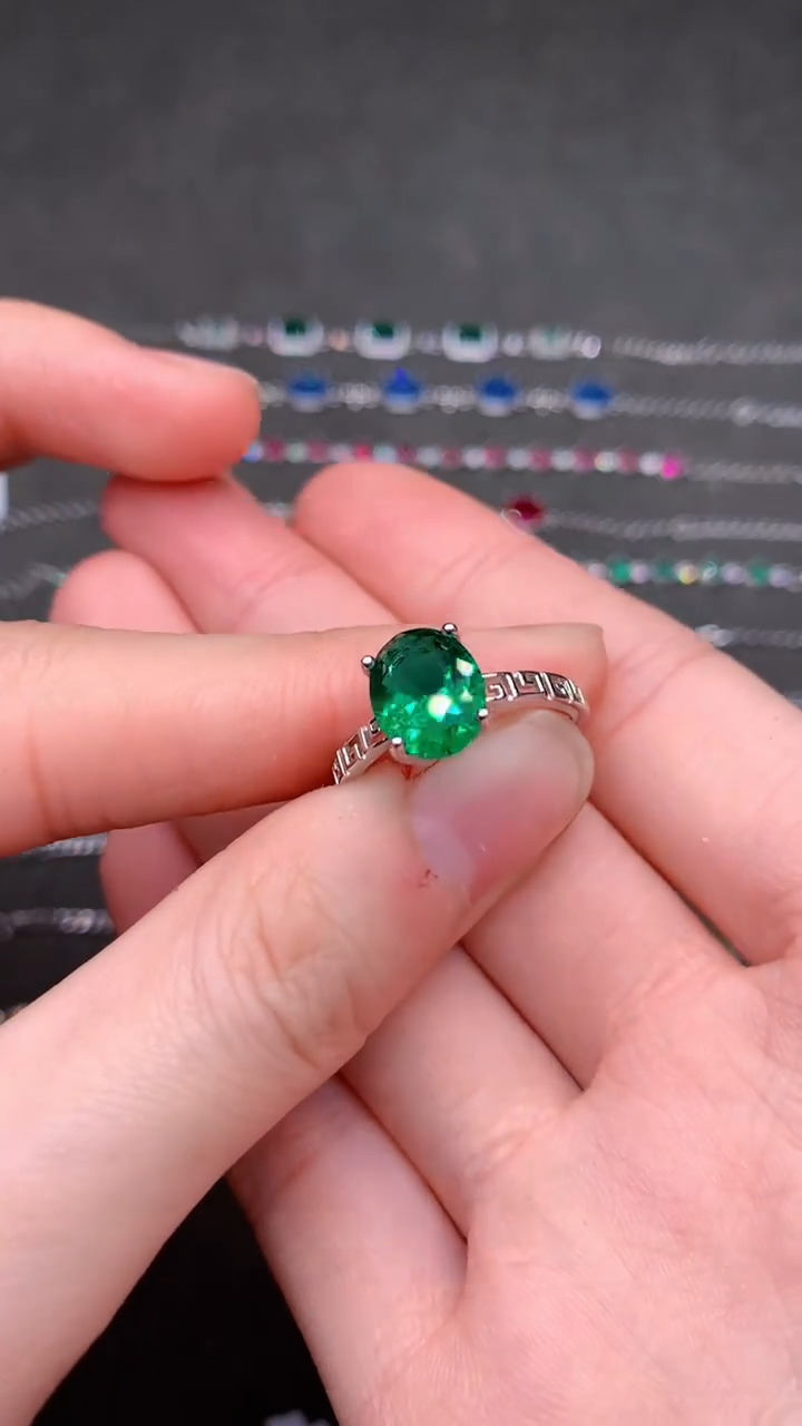 【闪购商品】祖母绿戒指银S925镶嵌·····