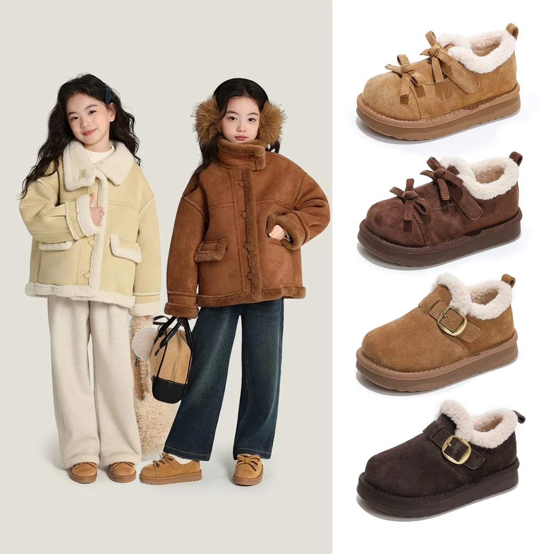 儿童雪地靴女童棉鞋加绒加厚2025新款冬季雪地棉男宝宝毛毛鞋冬鞋