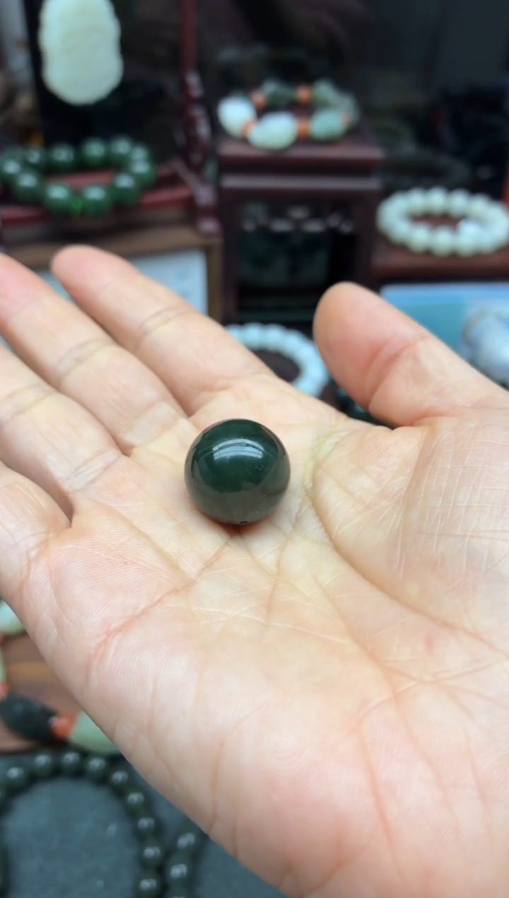 未镶嵌手链和田玉B22 18碧玉转运珠