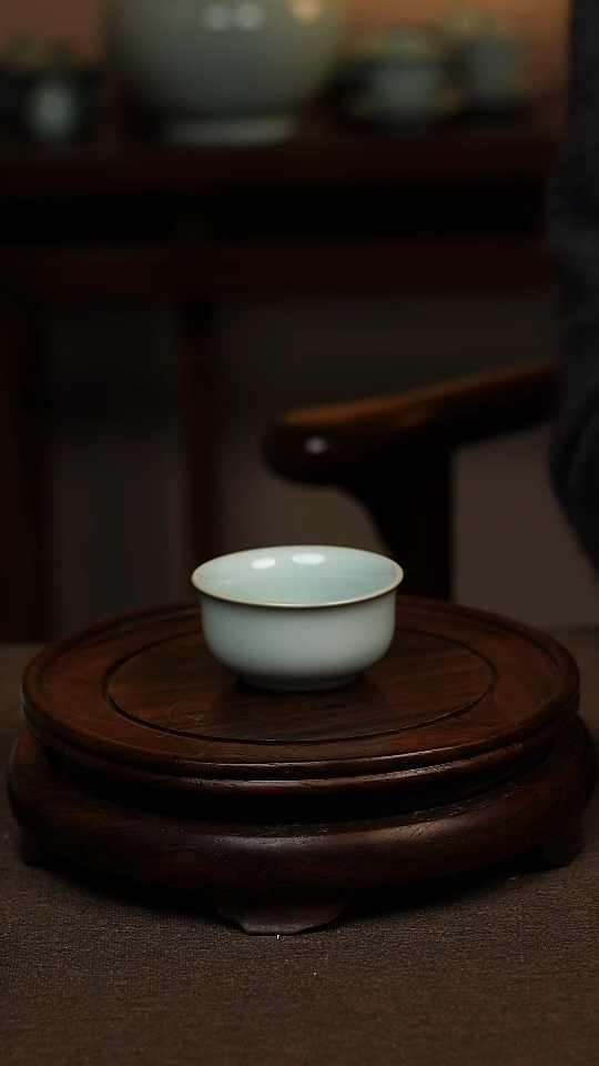 瓷片天青色如意杯60ml微瑕不带礼盒