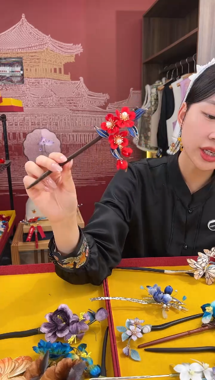 【闪购商品】刺绣非遗绒花（发饰）