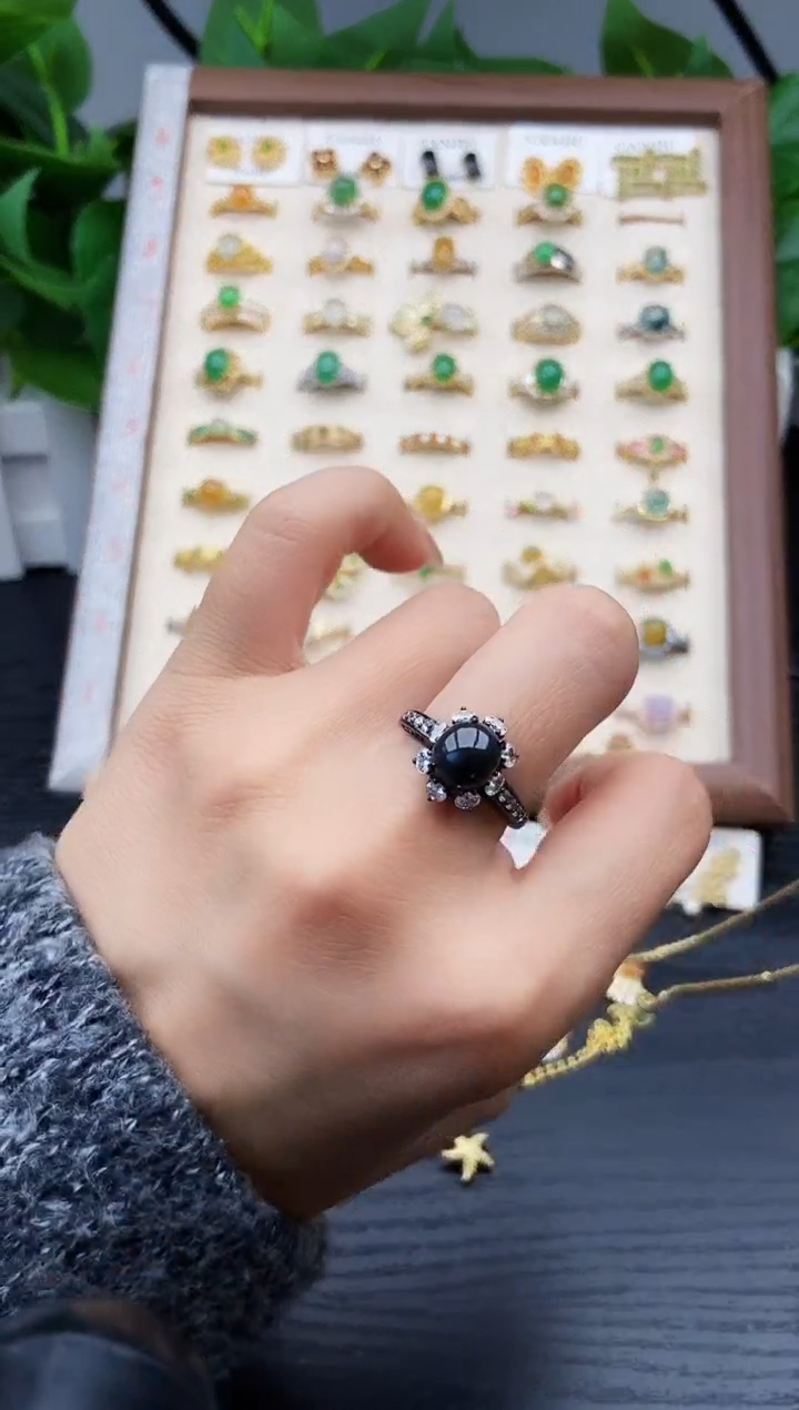 银S925镶嵌戒指翡翠12