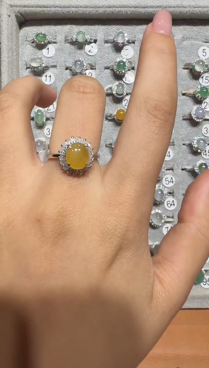 银S925镶嵌戒指翡翠925银镶翡翠戒指镶嵌101