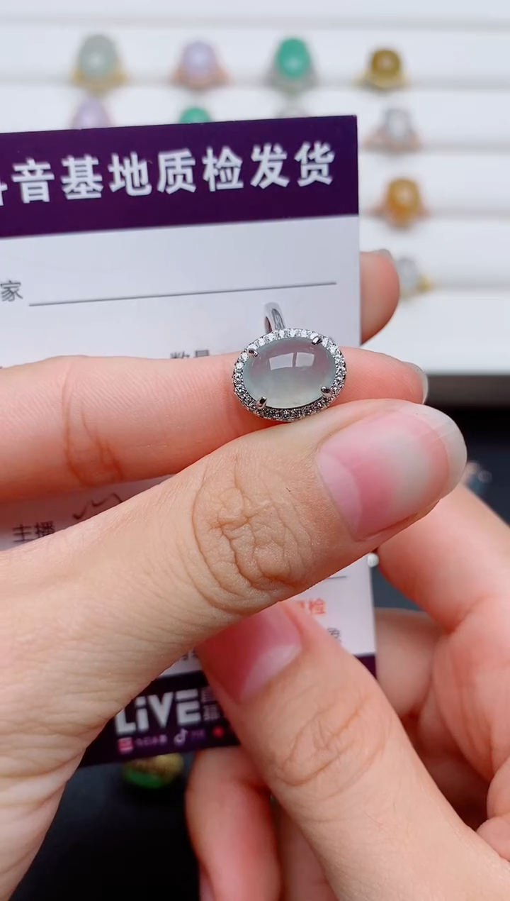 银S925镶嵌戒指翡翠1