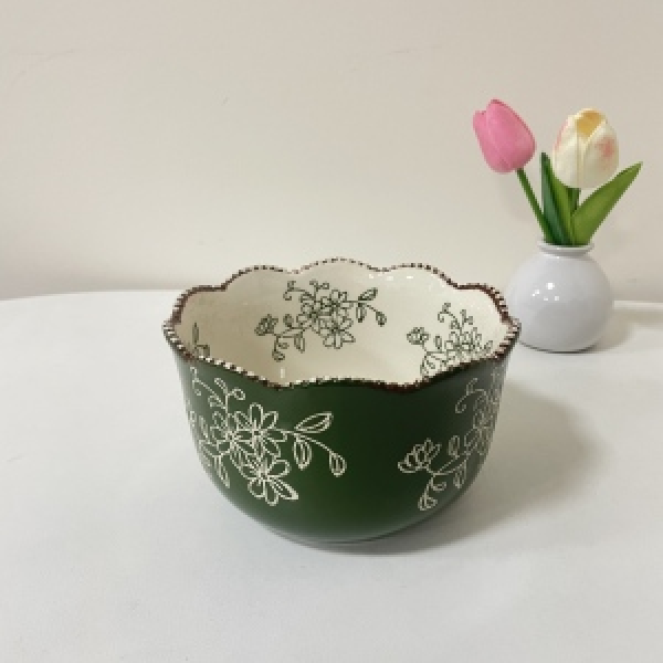 隔离花藤（绿色）-6英寸三朵花花型碗