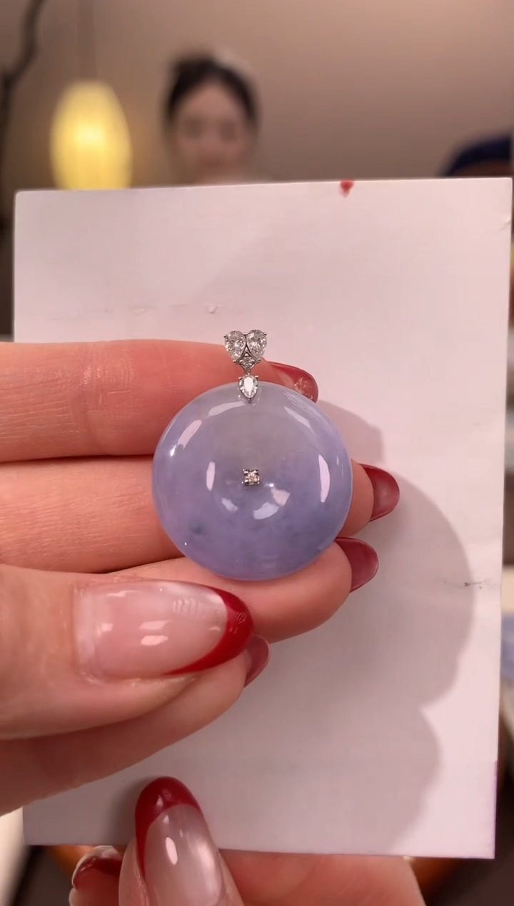 【闪购商品】翡翠颈饰18K金镶嵌天然缅甸a货翡翠