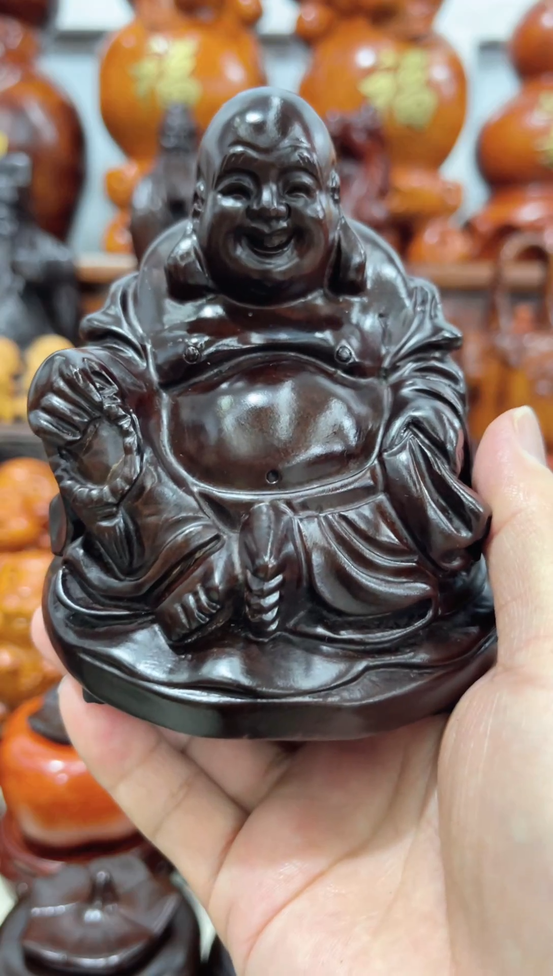 【闪购商品】黑檀木纯手工弥勒佛摆件车摆