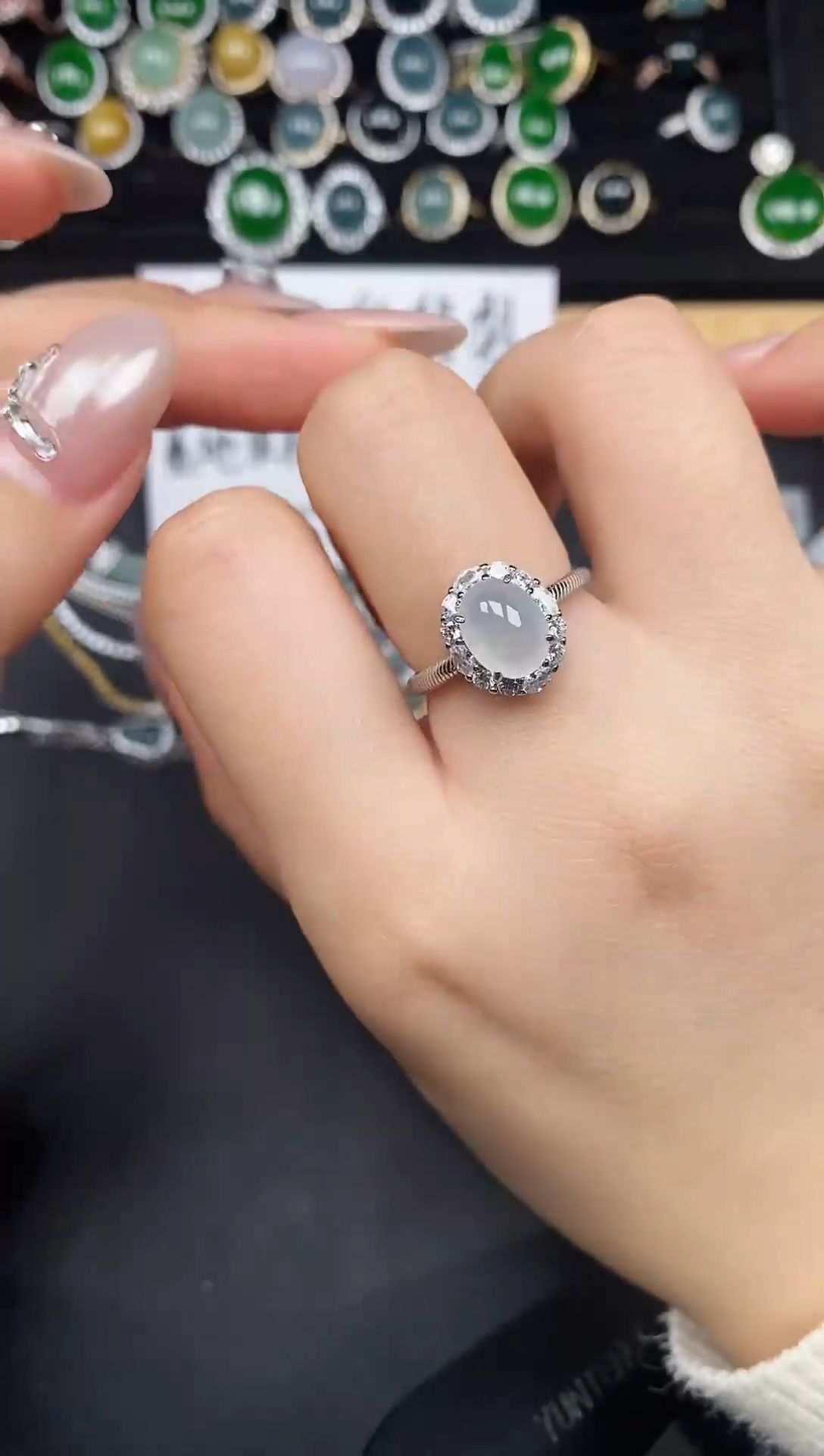 银S925镶嵌戒指翡翠27837