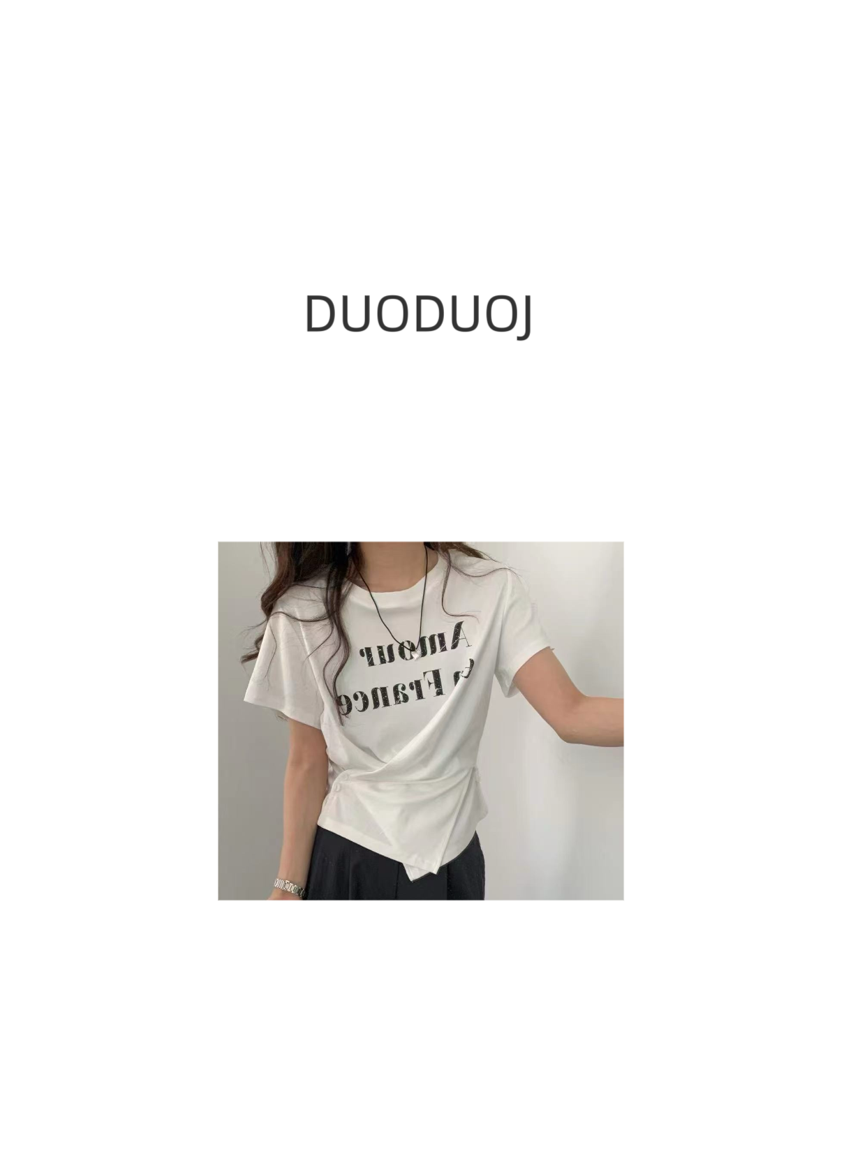 【DuoDuoJ】【交叉字母短袖】韩版休闲百搭圆领半袖简约设计师T恤短袖