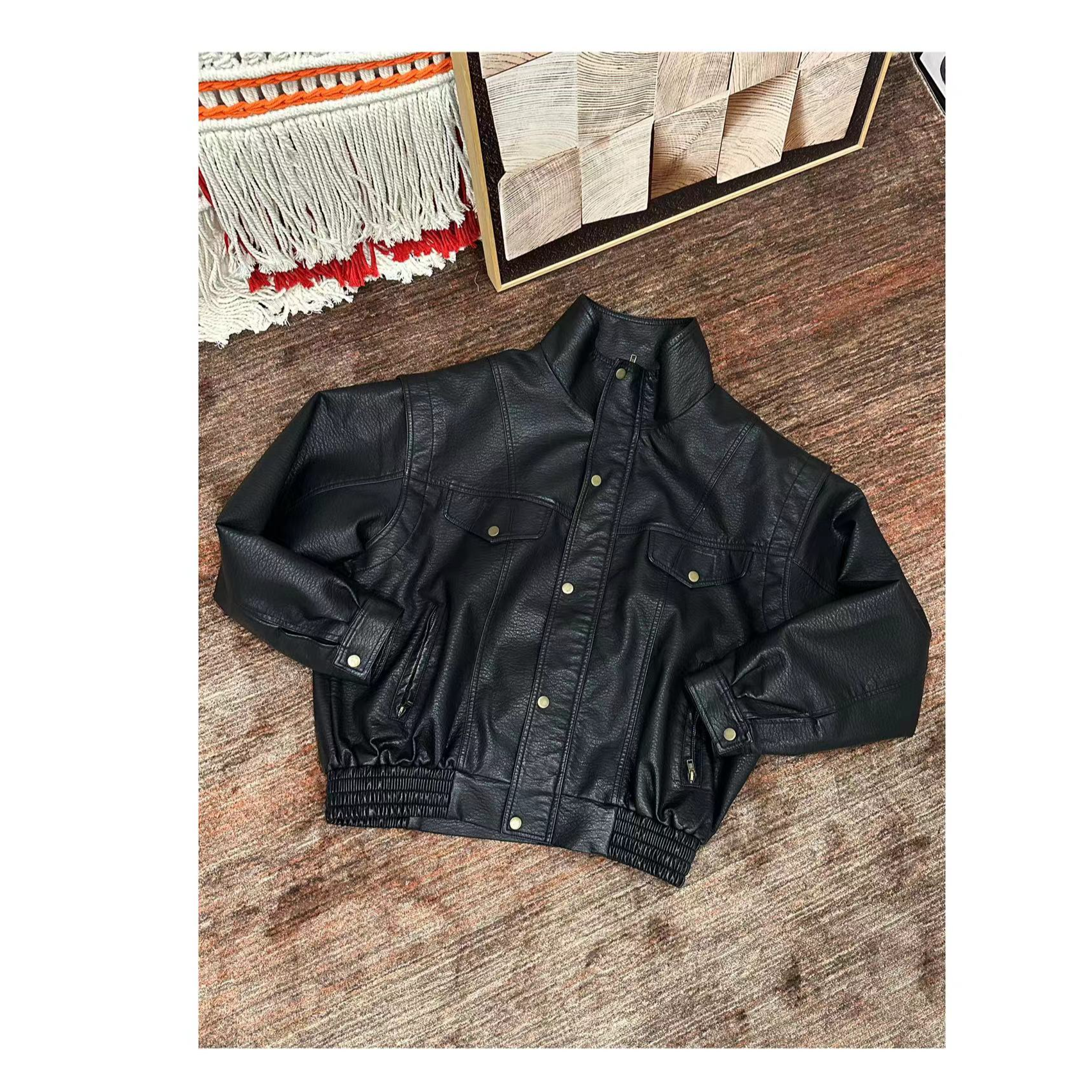 Uninhabitable Men‘s 复古机车皮衣飞行员服皮夹克外套上衣