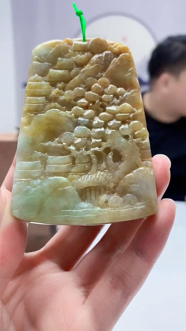 定制翡翠未镶嵌5060zm-毛货挂件山水89