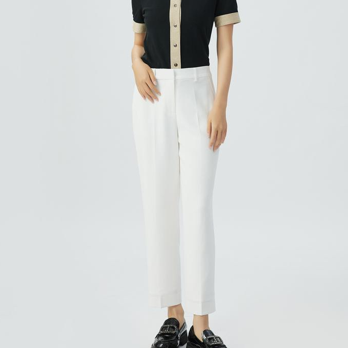 阿玛施夏季新款通勤薄款九分裤西装直筒裤高腰西装裤5100302