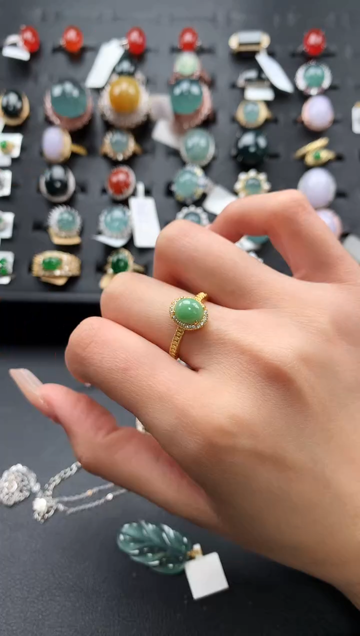 【闪购商品】翡翠戒指银S925镶嵌436543653