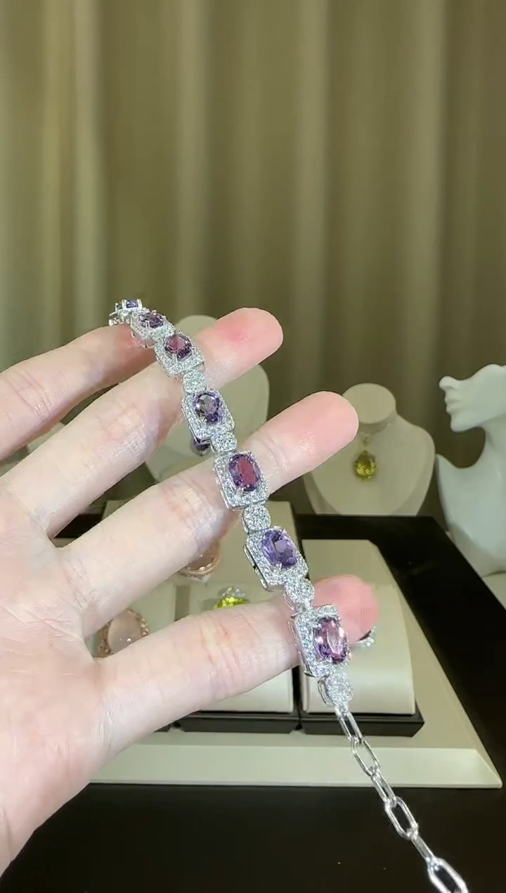 【闪购商品】紫晶手链银S925镶嵌设计款