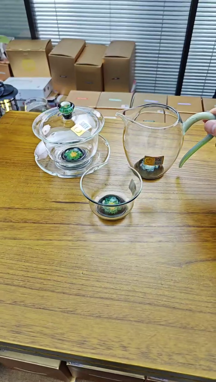 花语沁莲盖碗加怡然茶海加清杯菡韵翠