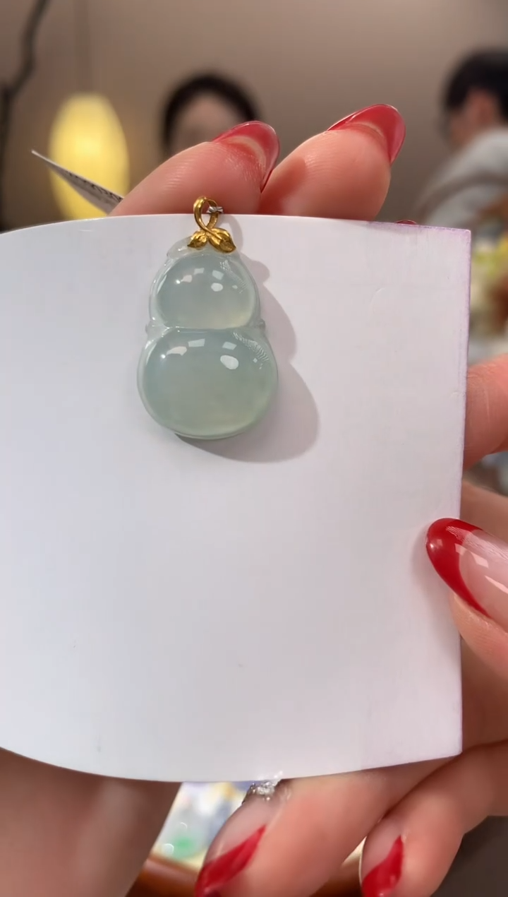 【闪购商品】翡翠颈饰18K金镶嵌天然缅甸a货翡翠