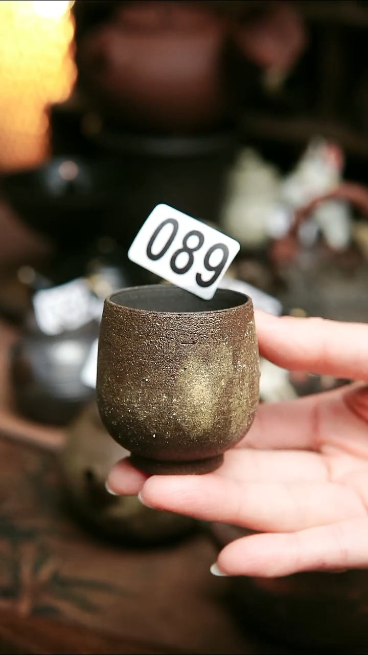 089号紫砂全手工黄粉引主人杯满容50毫升