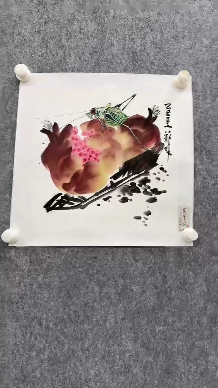 国画田光荣1平尺花鸟展览原作带证书