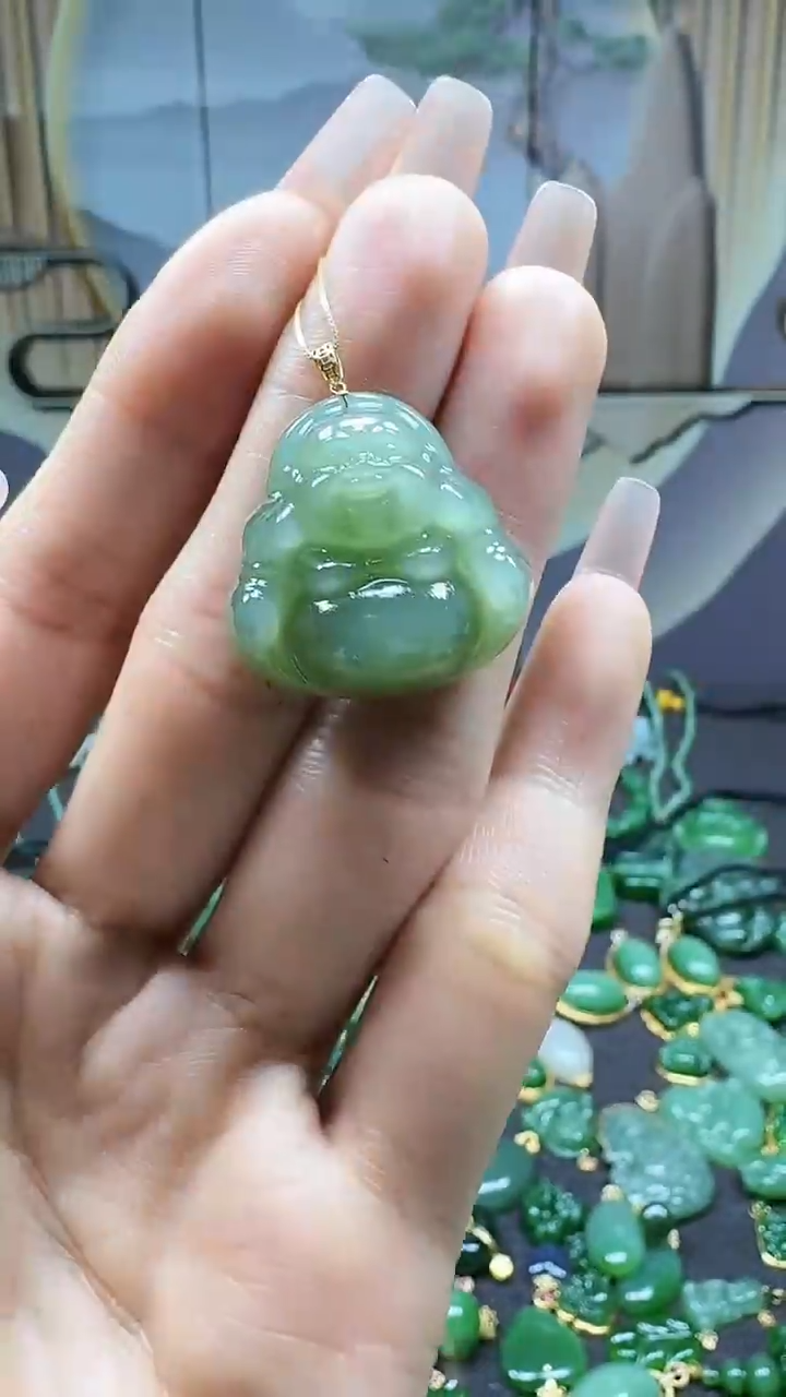 【闪购商品】和田玉吊坠(不含链)18K金镶嵌1