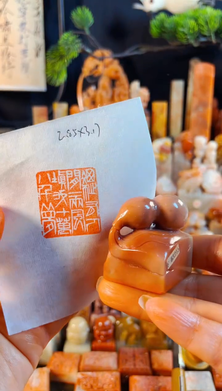 老挝石印石手工篆刻《总有人间一两风填我十万八千梦》