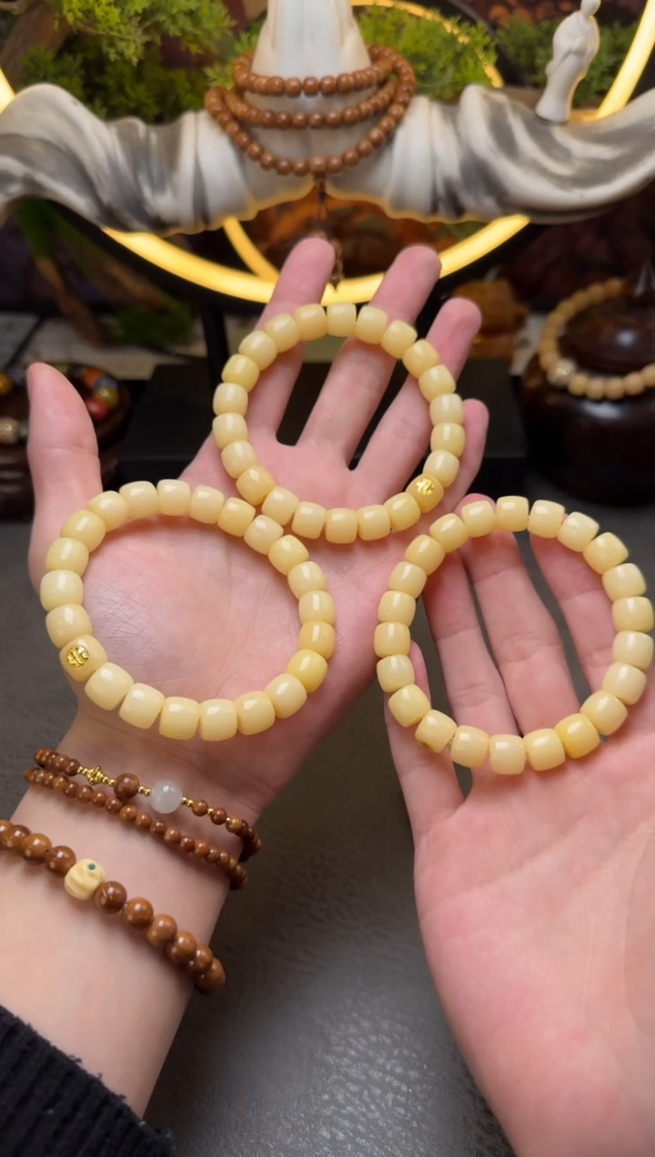 手串菩提根/象牙果风化直切9*10带标单圈