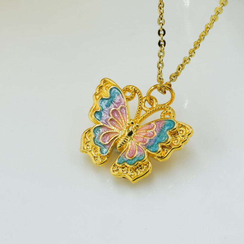 IBELOVE 足金999 珐琅紫韵蝴蝶吊坠经典传承（不含链）G1