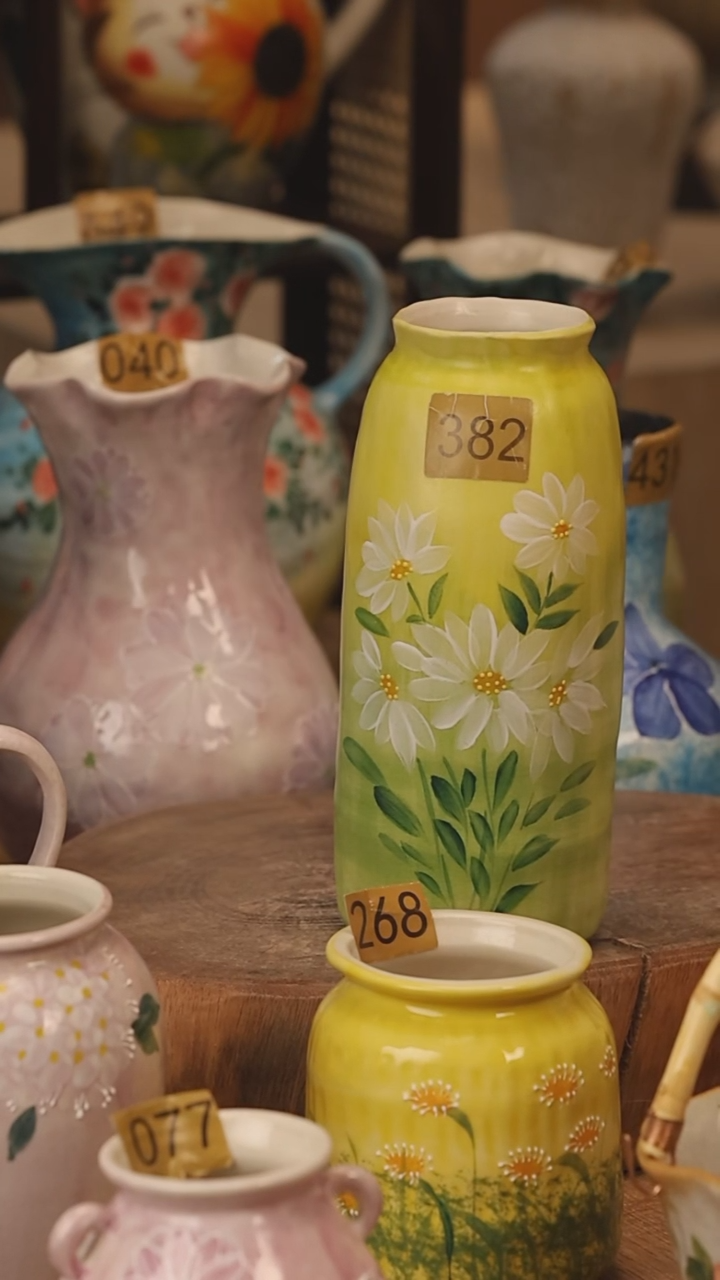 陶瓷景德镇设计师手作花器摆件侘寂风@M382@