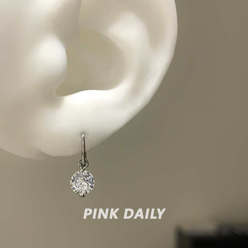 合金锆石耳饰 Pink Daily超闪锆石吊坠耳环女轻奢气质高级感耳圈