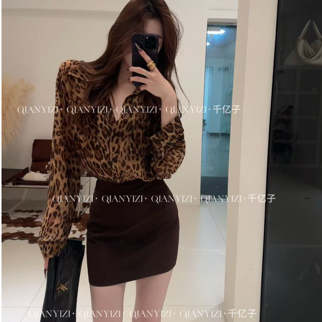 千亿【戛纳之夜】原创经典百搭显瘦磨砂感PU皮半裙