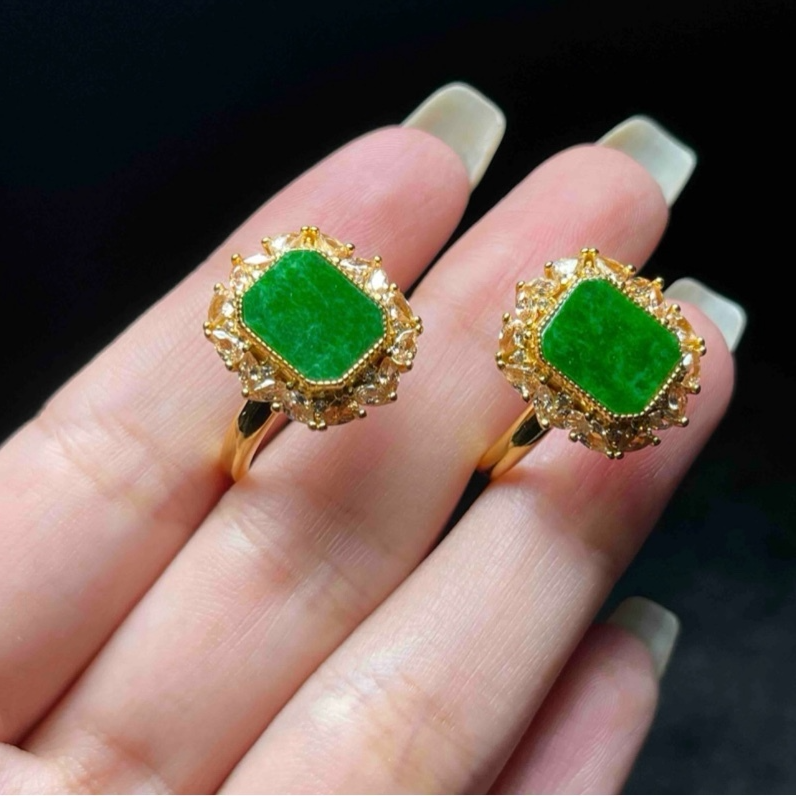 【魏来意】S925翡翠方牌戒指（15*17mm）【多样性发一】